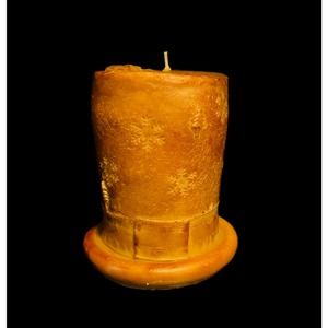 LARGE Primitive Snowman Hat Christmas Candle w/ Snowflakes & Star on top
